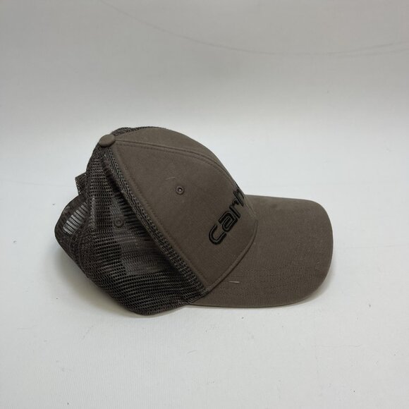 Carhartt Force Canvas Mesh-Back Logo Graphic SnapBack Trucker Hat Grey / Green - Picture 2 of 10